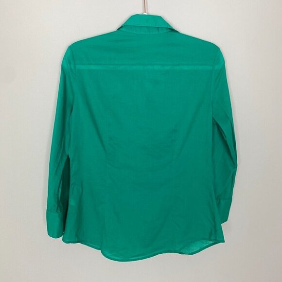Theory March Button Up Long Sleeve Dress Shirt Womens Medium Green Cotton - Picture 6 of 7